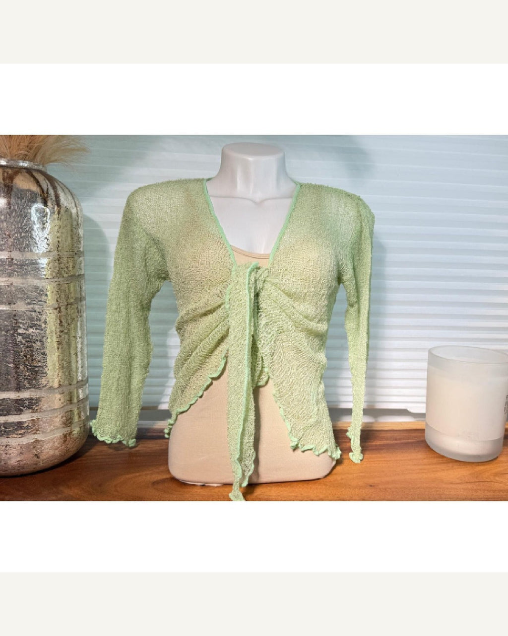 Airy Sheer Knit Cardigan Shrug product image 1