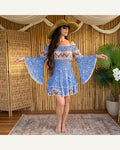 Blue Floral Off-Shoulder Mini Dress product image 1
