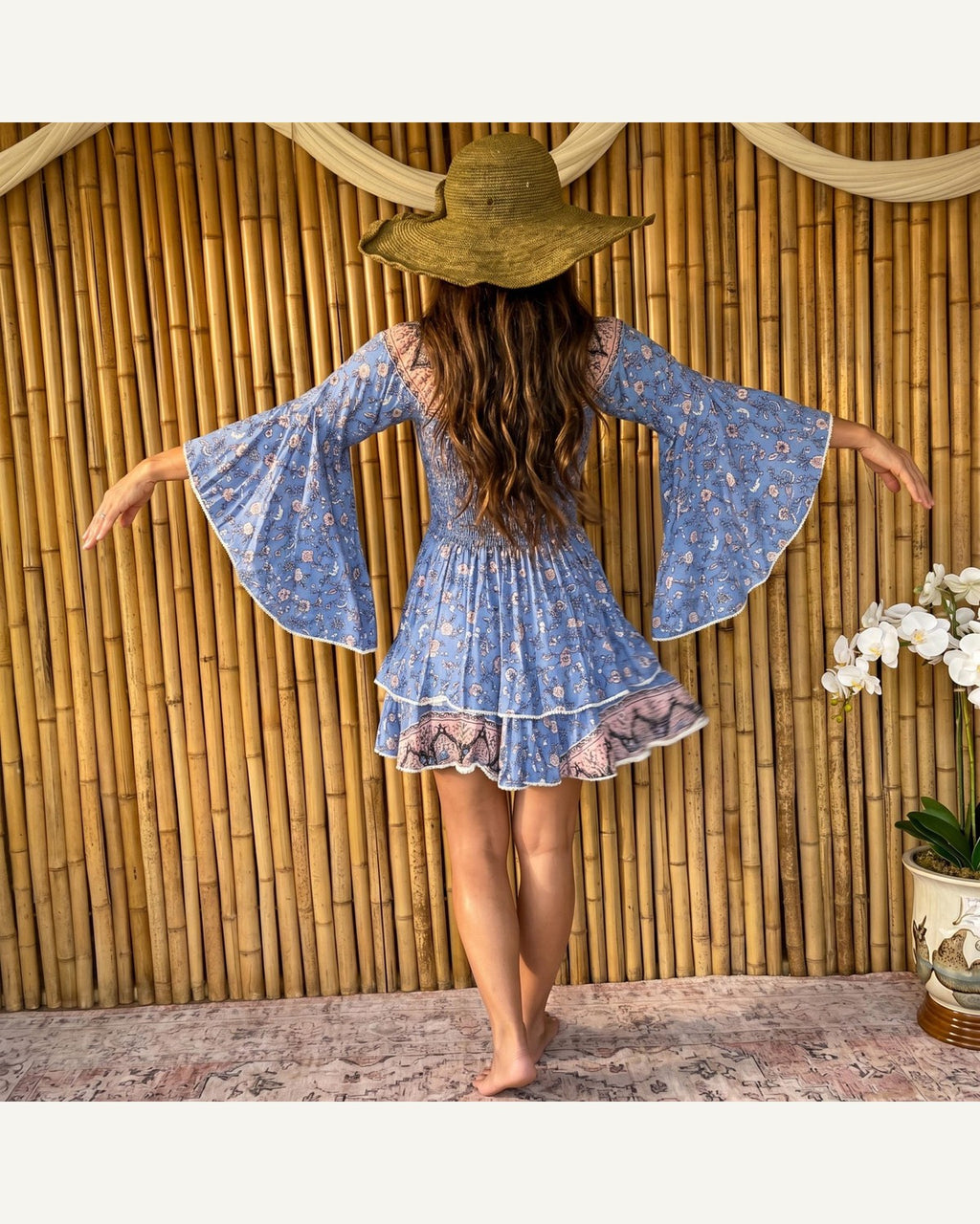 Blue Floral Off-Shoulder Mini Dress product image 3