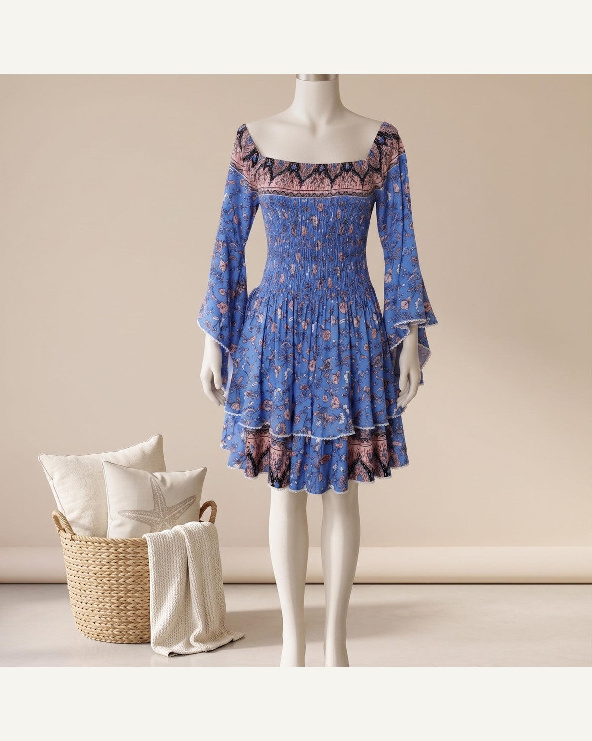 Blue Floral Off-Shoulder Mini Dress product image 5