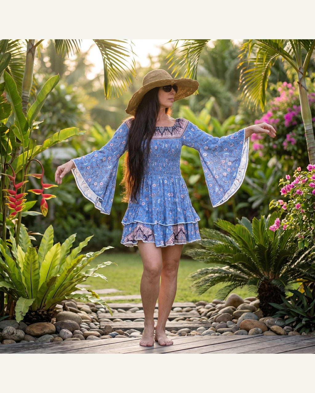 Blue Floral Off-Shoulder Mini Dress product image 6