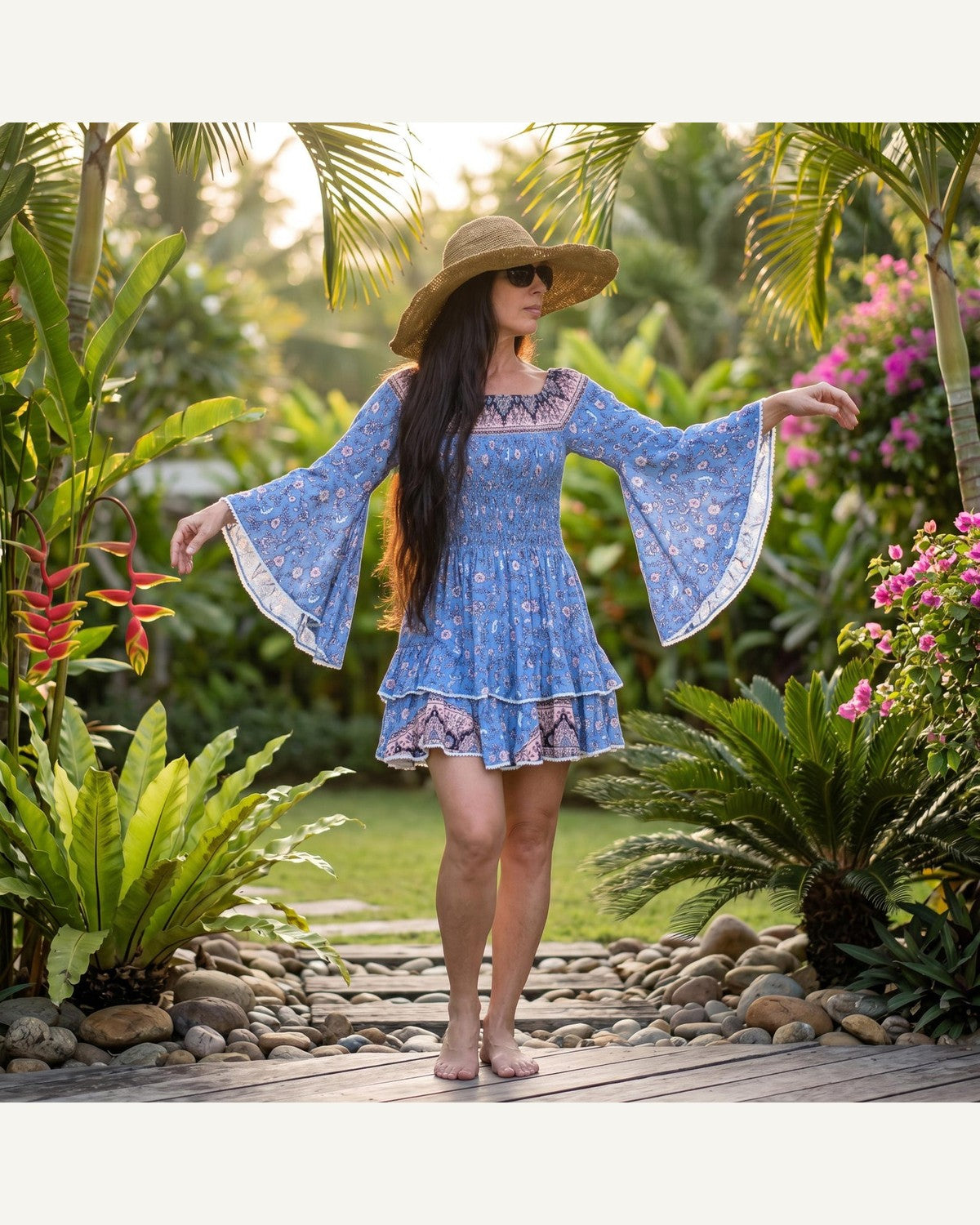 Blue Floral Off-Shoulder Mini Dress product image 6