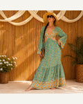 Blue Paisley Long-Sleeve Maxi Dress product image 1