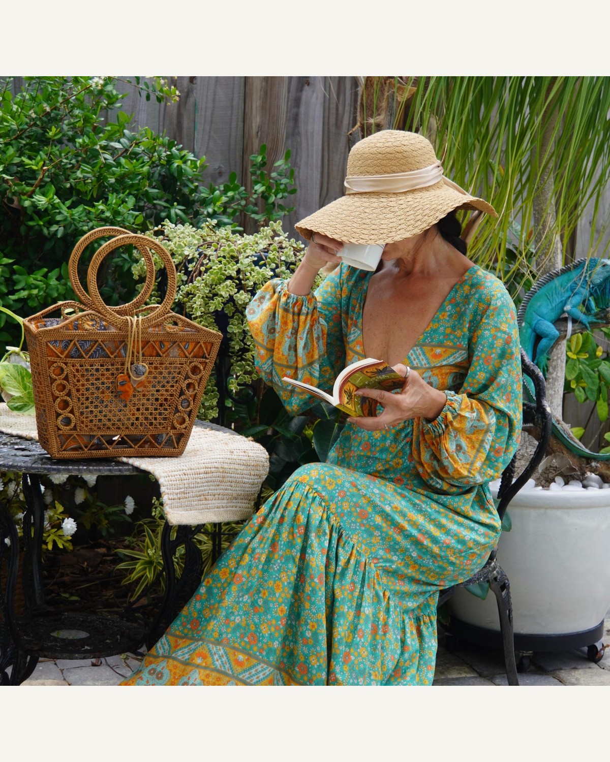 Blue Paisley Long-Sleeve Maxi Dress product image 3