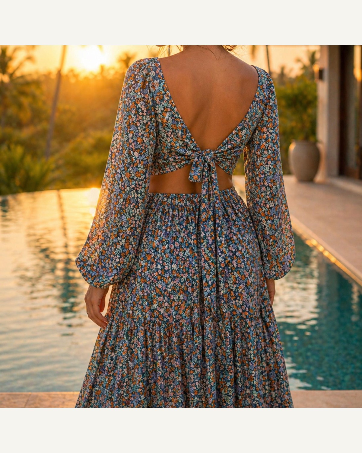 Blue Paisley Long-Sleeve Maxi Dress product image 6