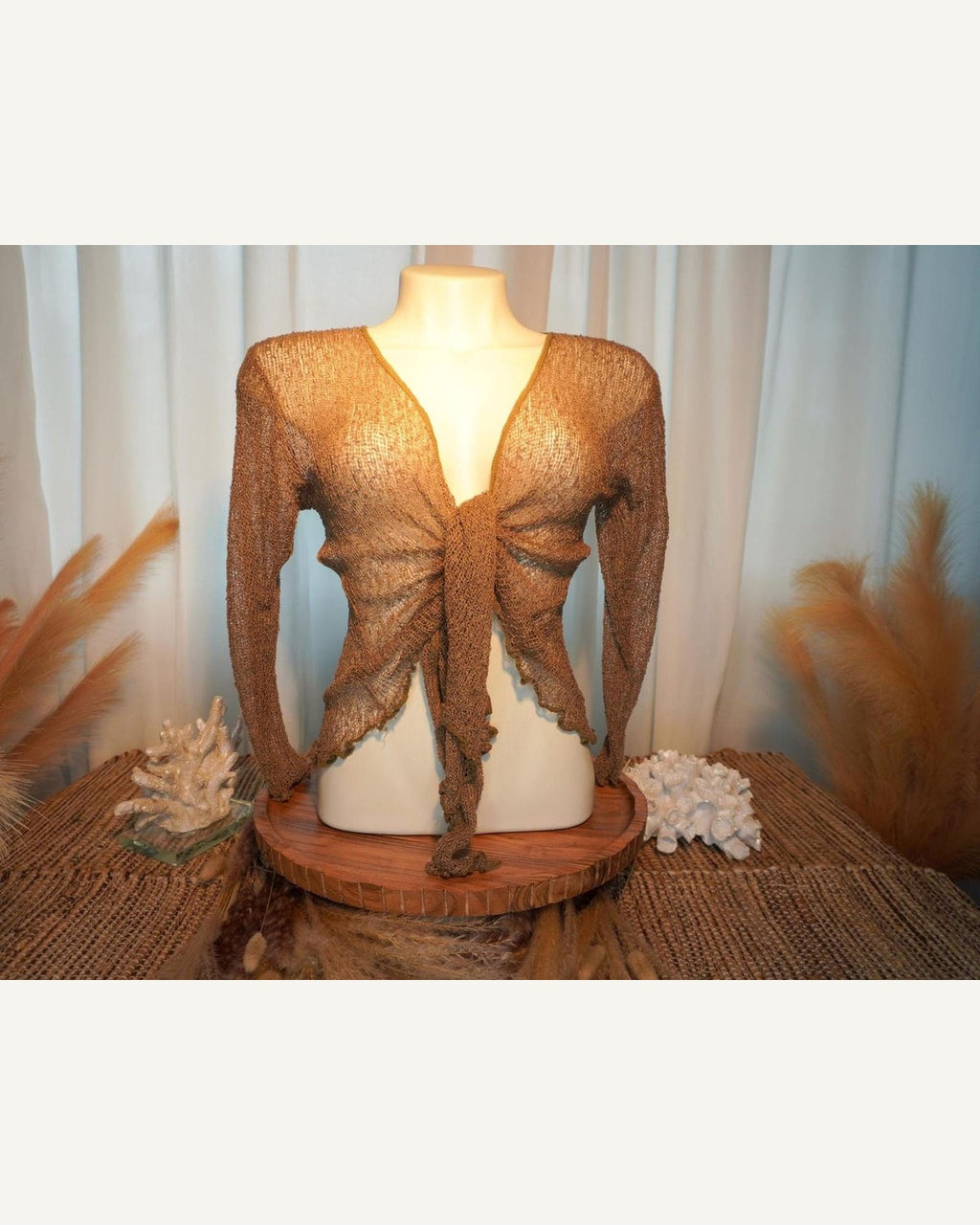 Sand Sheer Knit Layering Shrug product image 2