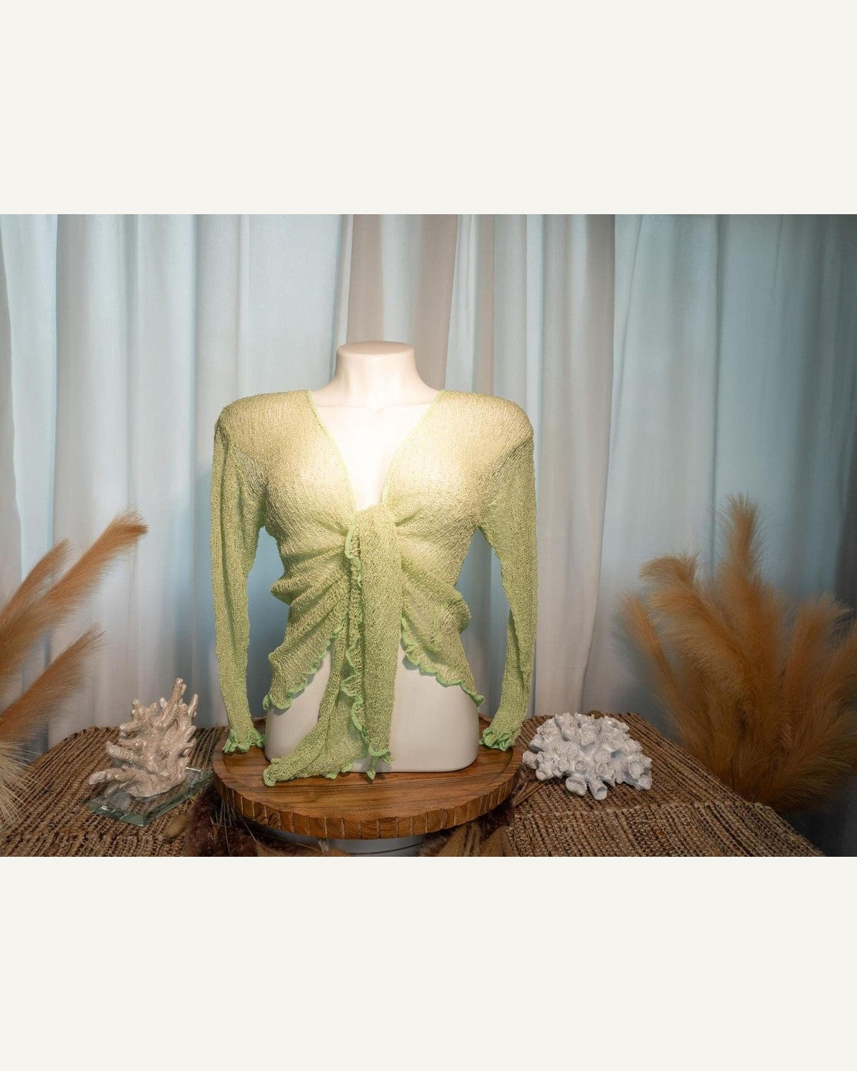 Sand Sheer Knit Layering Shrug product image 3