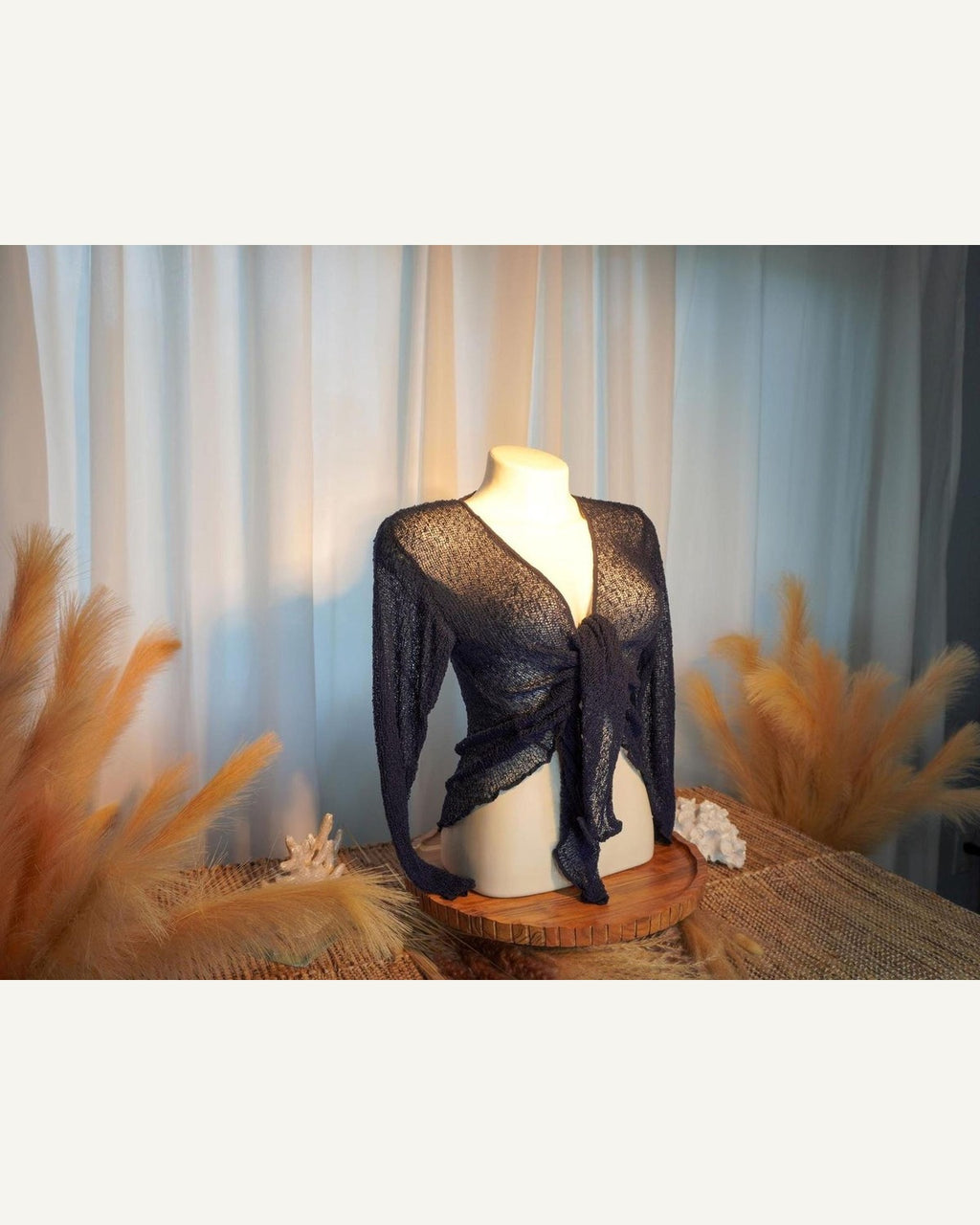 Sand Sheer Knit Layering Shrug product image 5
