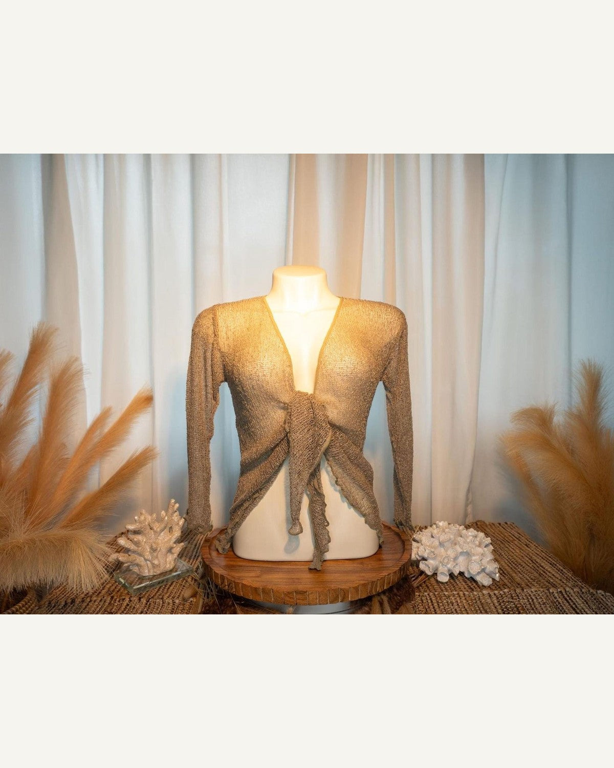 Sand Sheer Knit Layering Shrug product image 6